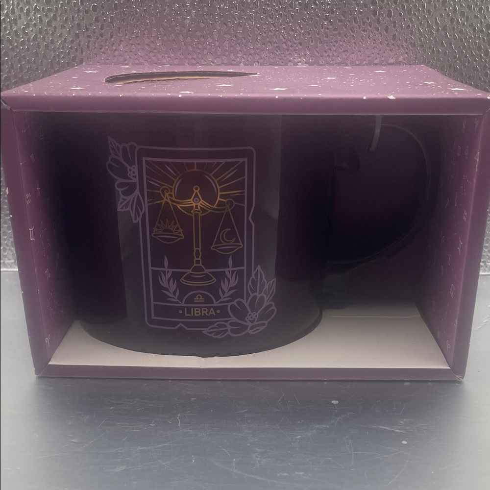 Libra Zodiac Mug in Purple and Gold